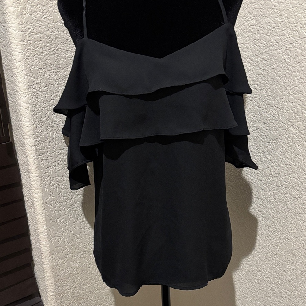 Shinestar Elegant Black Ruffle Blouse